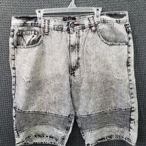 Veno Acid Wash 80's Shorts Black Cotton Bermuda Y2K Men's 42
